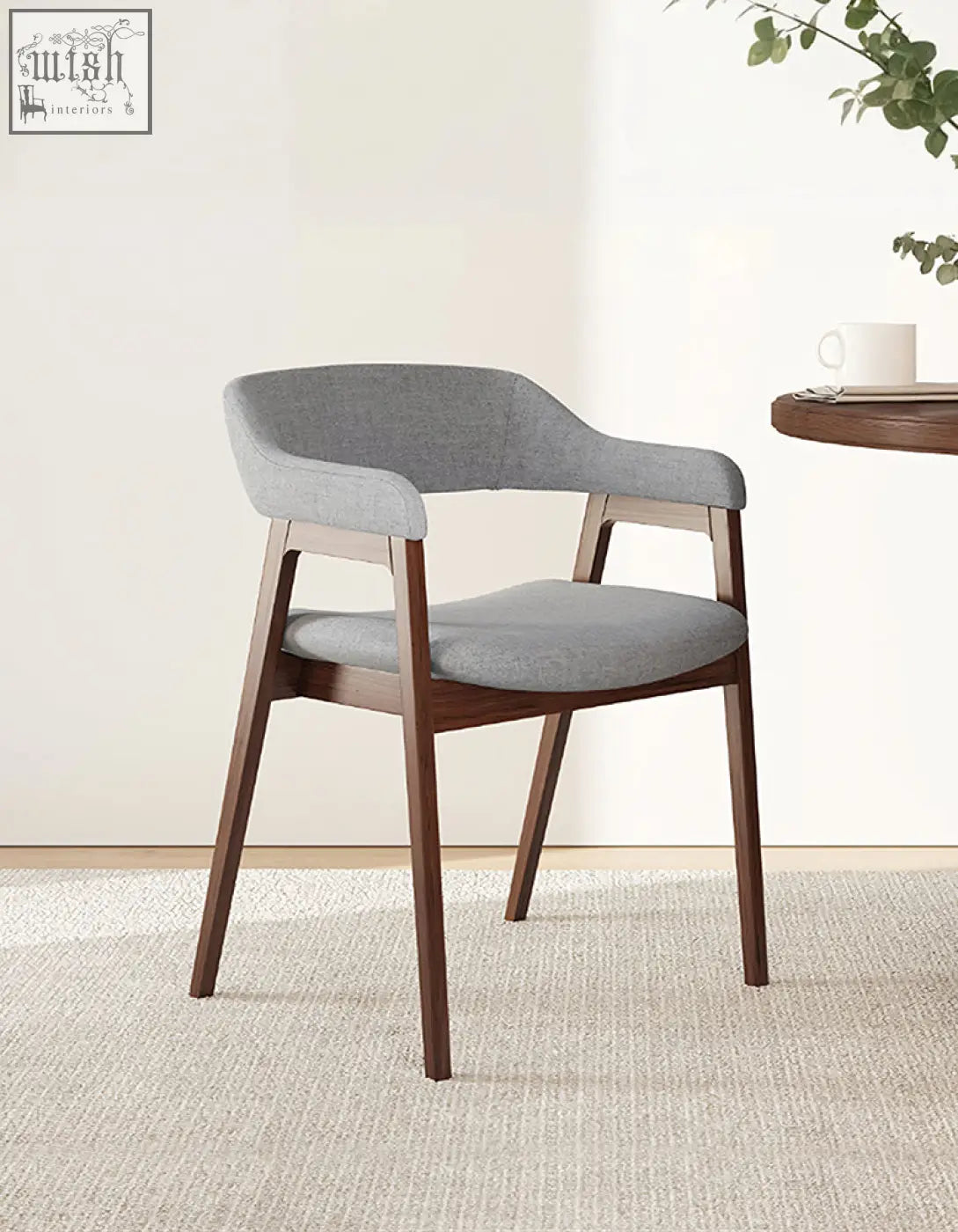 Gray upholstered murcell matching dining chair with sleek wooden frame perfect as a stylish matching dining chair