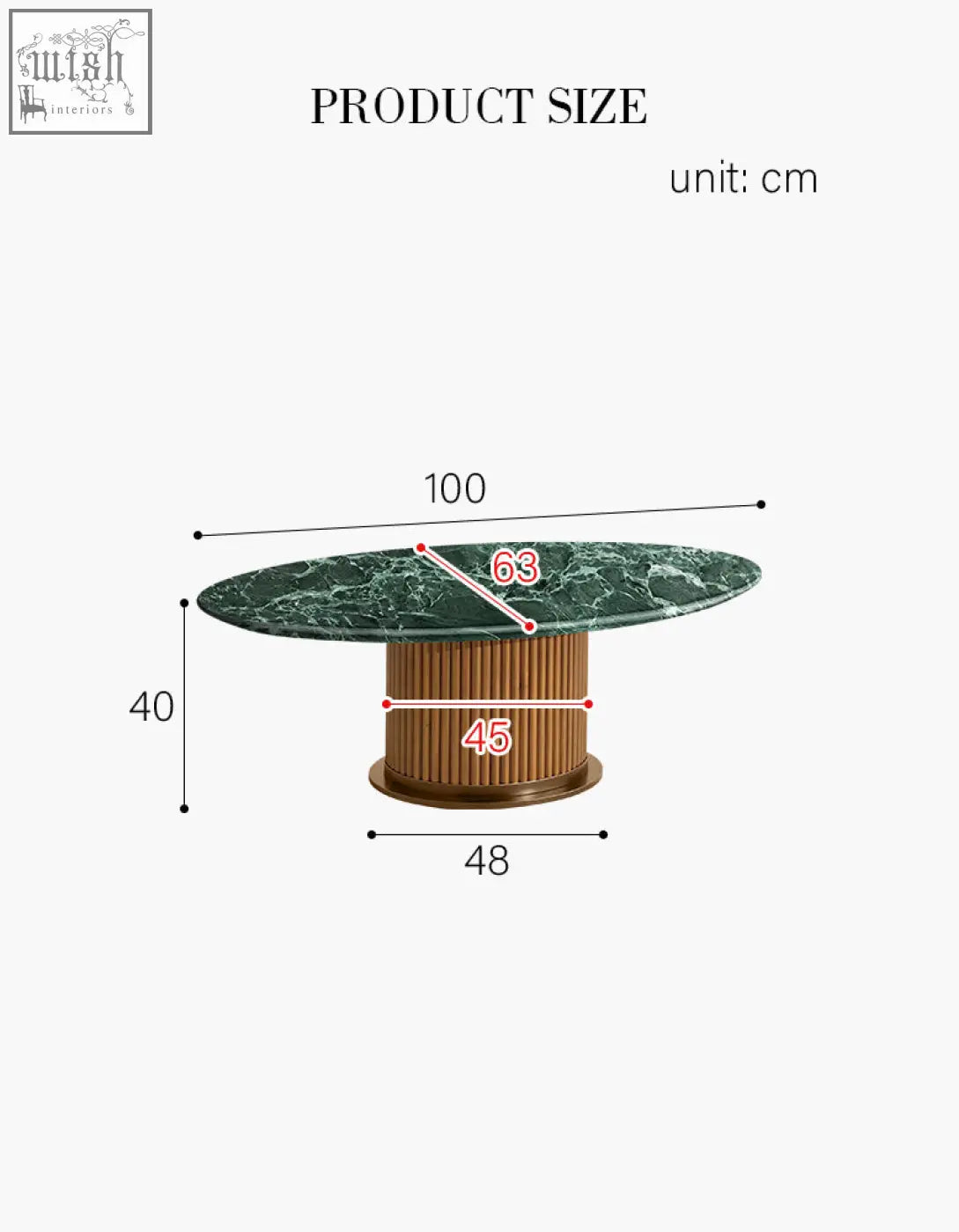 Murcell oval accent coffee table with brazilian green marble top and bronze fluted pedestal base marble coffee table