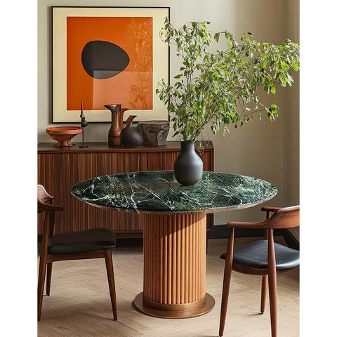 Murcell Oval Dining Table Brazilian Green Marble - dining table