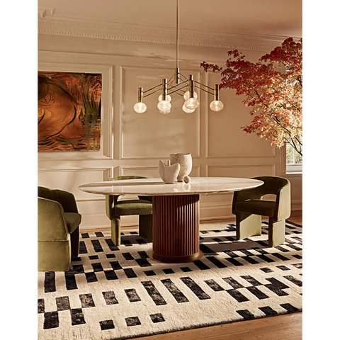 Murcell Oval Dining Table Marble - White / Oval Table 160x90cm