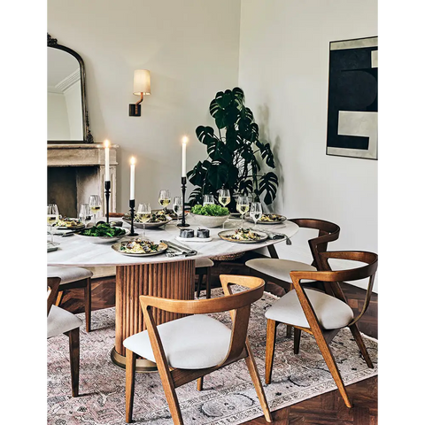 Murcell Oval Dining Table Marble - White / 🔥Oval Table 200x120cm