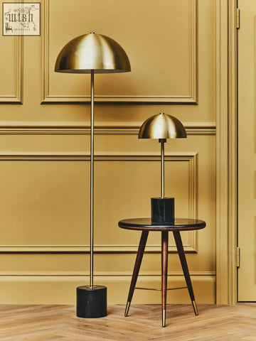 Murdoch brass table lamp with gold dome shade and black marble base for stylish home lighting