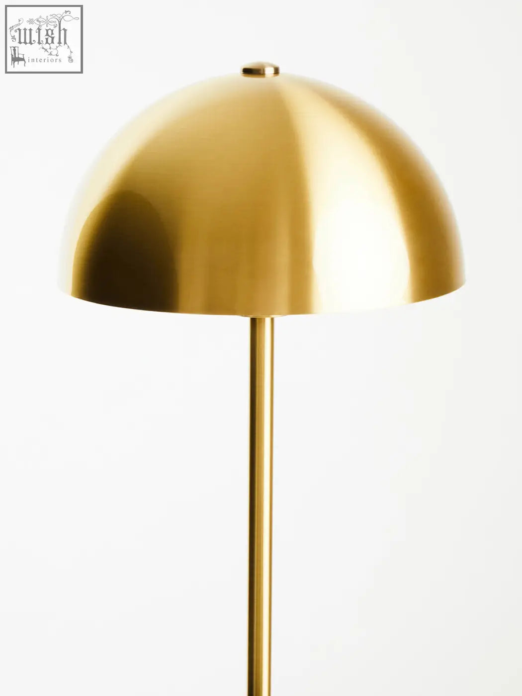 Murdoch brushed brass table lamp with sleek gold dome shade and black marble base for stylish lighting