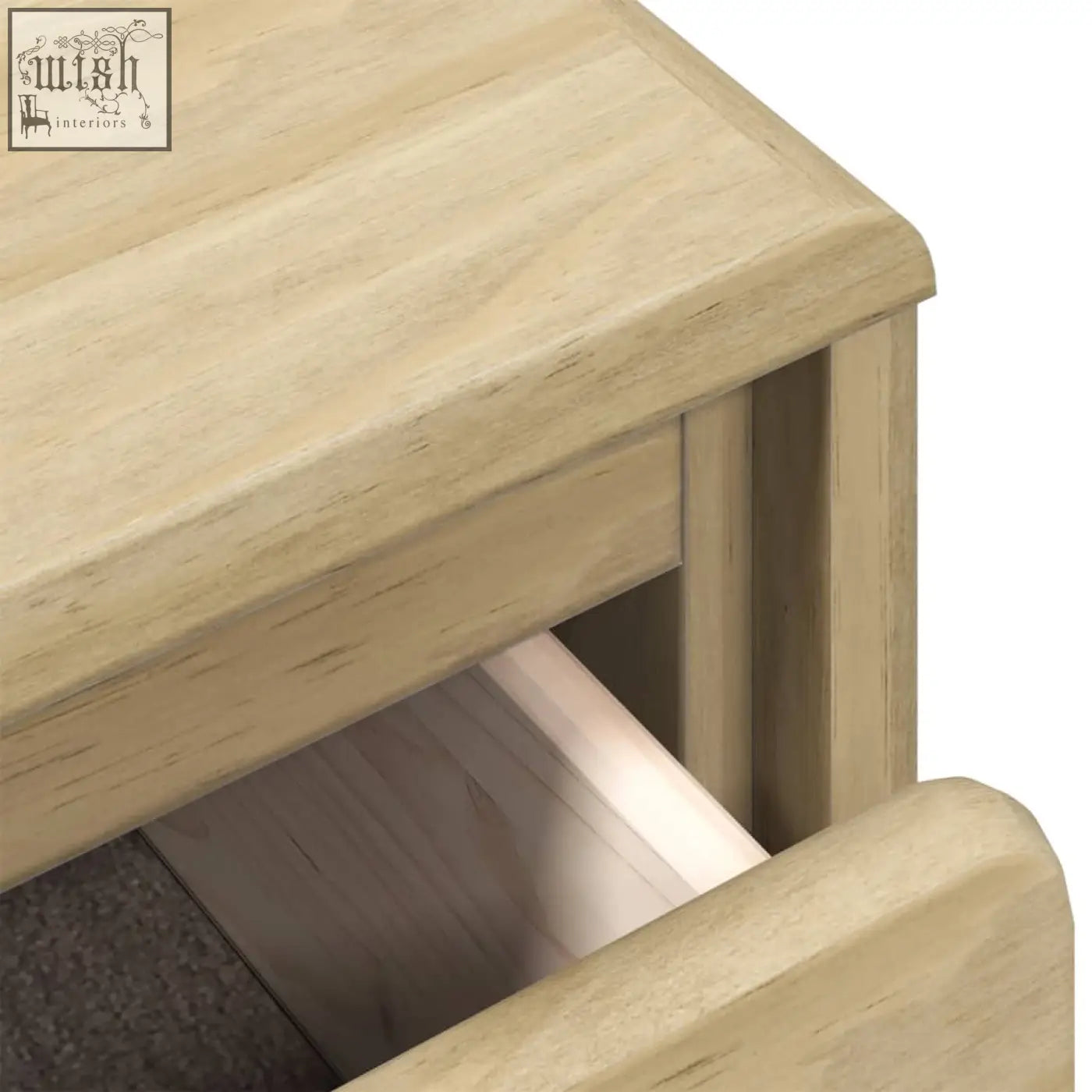 Light oak solid wood drawer nightstand myrien pinewood 76.5cm featuring one wood drawer cabinet with dark gray lining