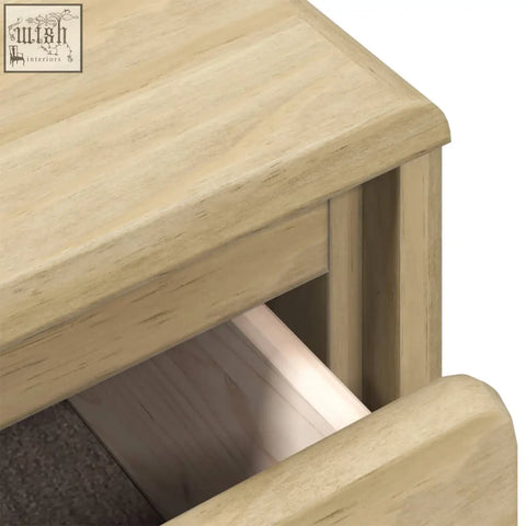 Light oak solid wood drawer nightstand myrien pinewood 76.5cm featuring one wood drawer cabinet with dark gray lining