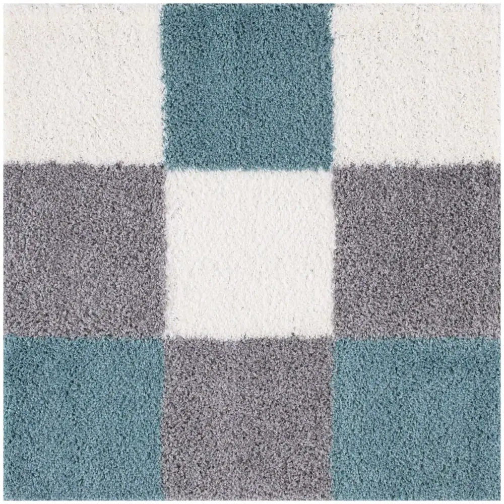 Myshaggy Geometric Duck Egg Blue Rug - 120X120 cm - Rugs