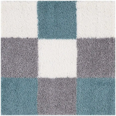 Myshaggy Geometric Duck Egg Blue Rug - 120X120 cm - Rugs