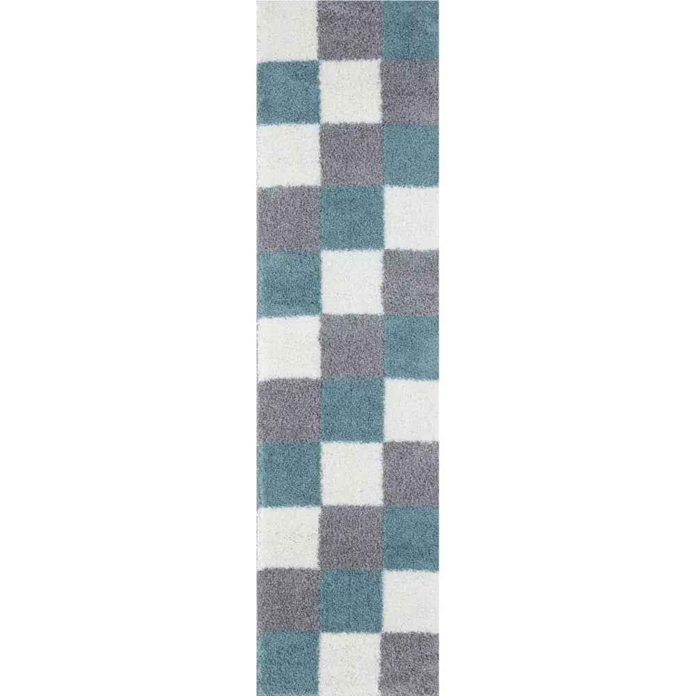 Myshaggy Geometric Duck Egg Blue Rug - 80X300 cm - Rugs