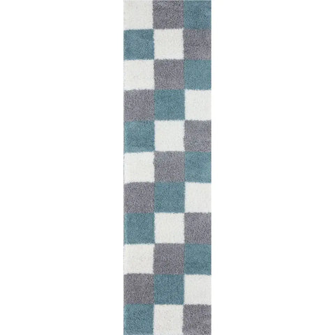 Myshaggy Geometric Duck Egg Blue Rug - 80X300 cm - Rugs