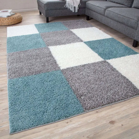 Myshaggy Geometric Duck Egg Blue Rug - Rugs