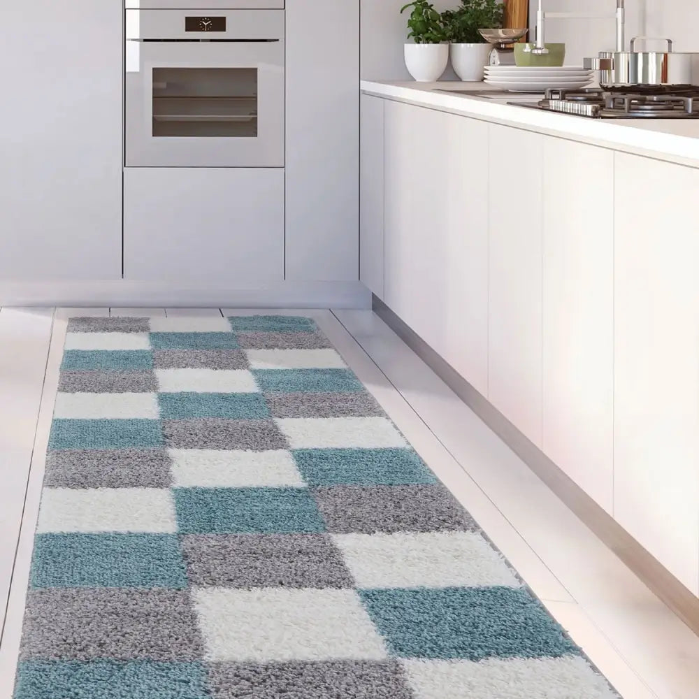 Myshaggy Geometric Duck Egg Blue Rug - Rugs