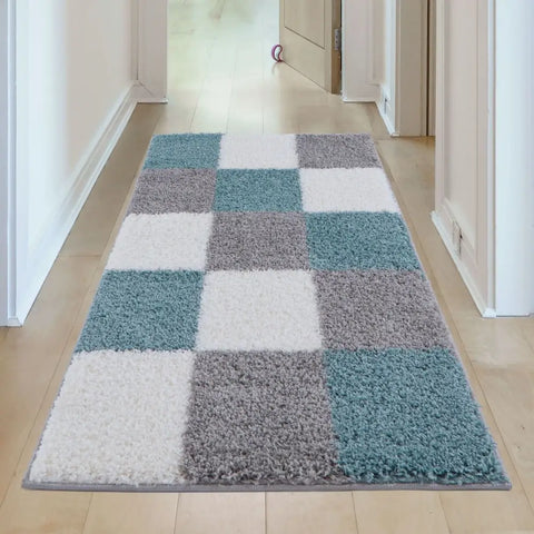 Myshaggy Geometric Duck Egg Blue Rug - Rugs