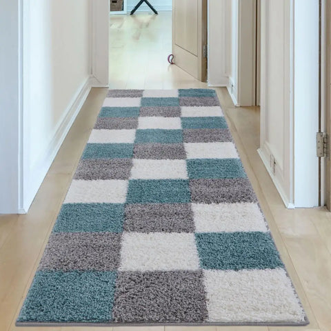 Myshaggy Geometric Duck Egg Blue Rug - Rugs