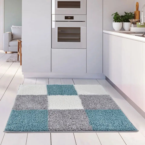 Myshaggy Geometric Duck Egg Blue Rug - Rugs