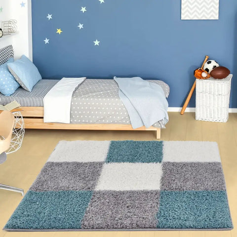 Myshaggy Geometric Duck Egg Blue Rug - Rugs