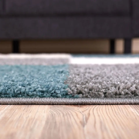 Myshaggy Geometric Duck Egg Blue Rug - Rugs