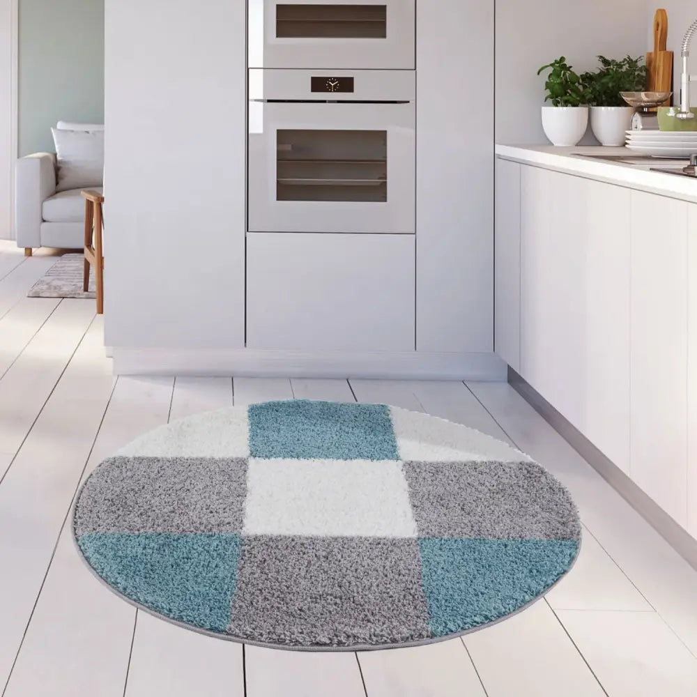 Myshaggy Geometric Duck Egg Blue Rug - Rugs