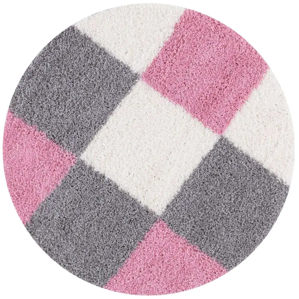 Myshaggy Geometric Pink Rug - Ø 120 cm - Rugs