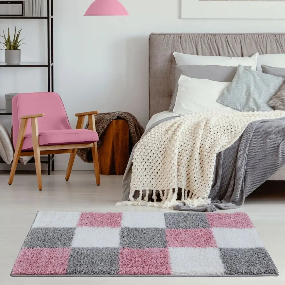 Myshaggy Geometric Pink Rug - Rugs