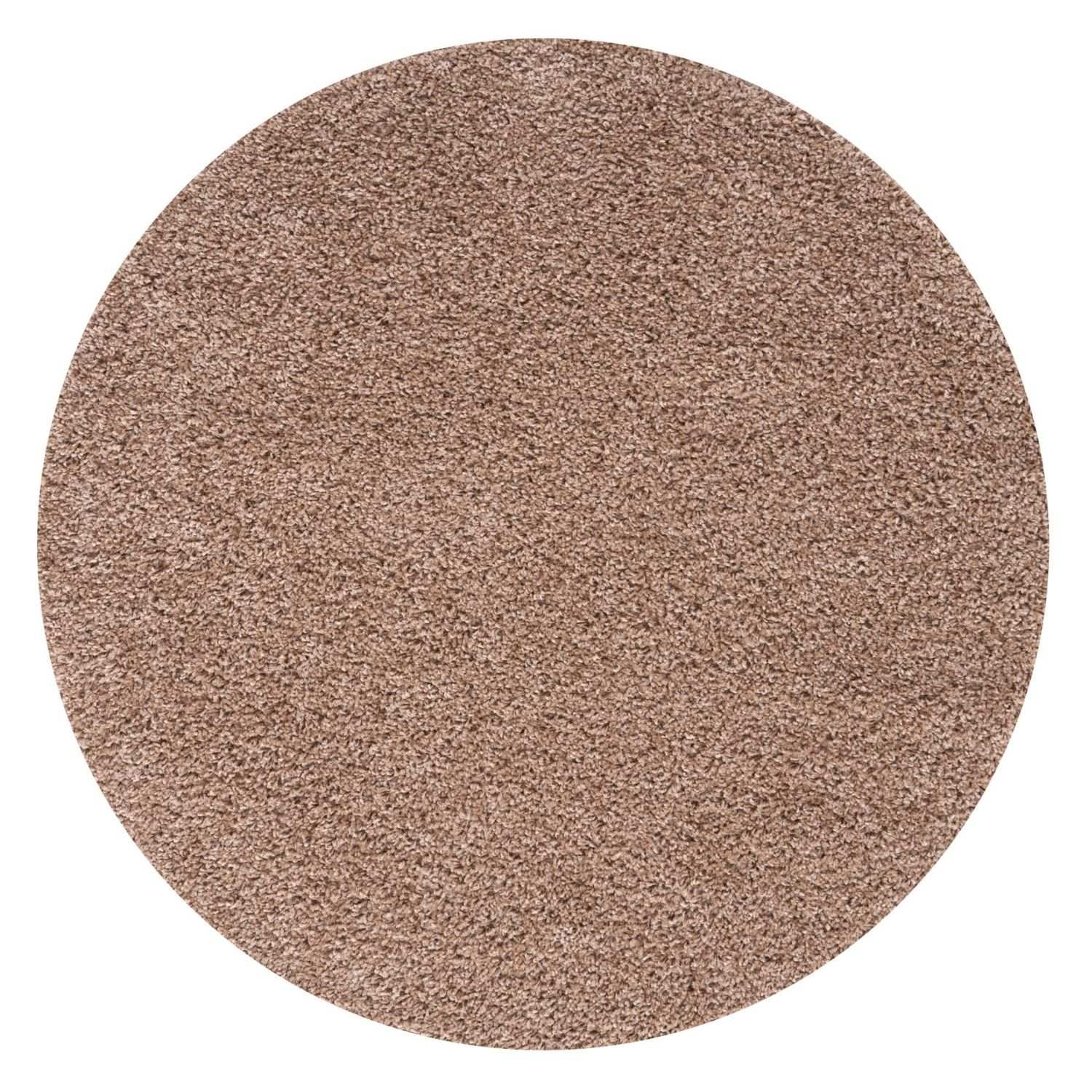 A round plush myshaggy solid beige rug with a soft textured surface perfect as a cozy solid beige rug