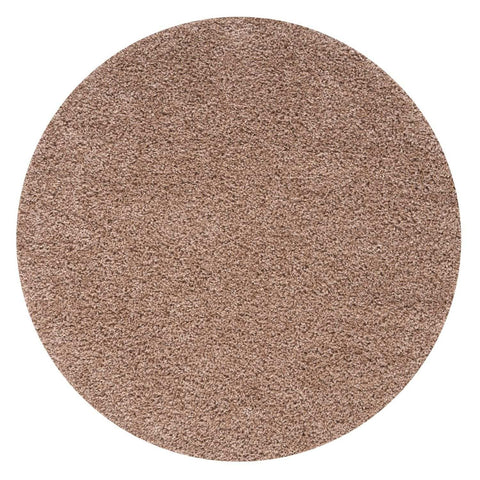 A round plush myshaggy solid beige rug with a soft textured surface perfect as a cozy solid beige rug