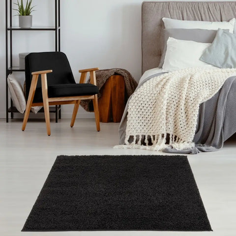 Myshaggy Solid Black Rug - Rugs