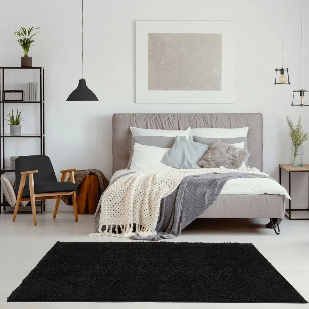 Myshaggy Solid Black Rug - Rugs