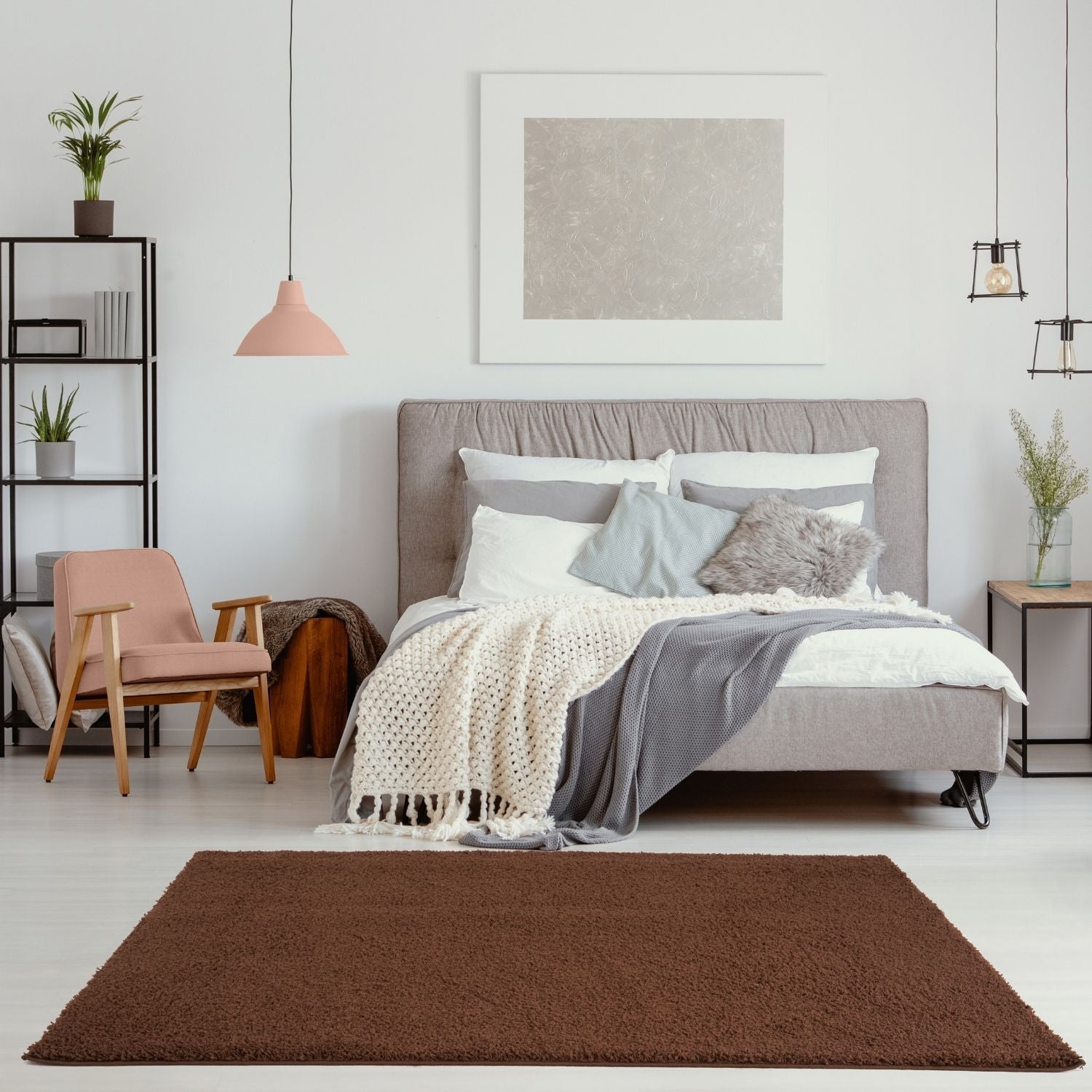Brown shaggy area rug myshaggy solid brown rug with soft plush texture perfect for cozy living spaces