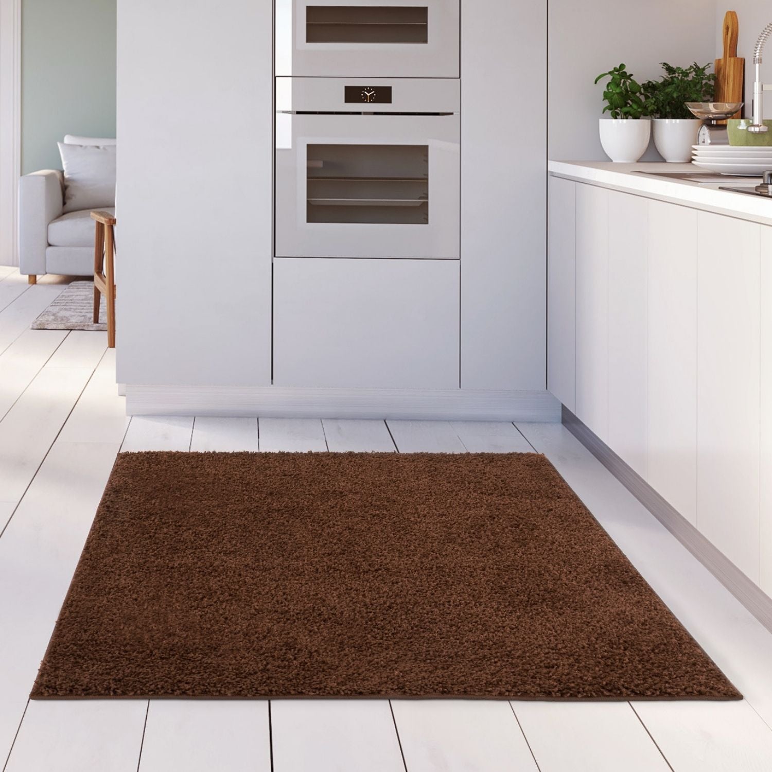 Brown shaggy area rug with plush textured surface myshaggy solid brown rug perfect solid brown rug option