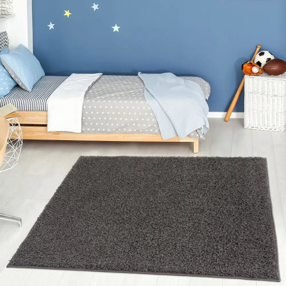 Myshaggy Solid Dark Grey Rug - Rugs