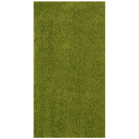 Olive green plush area rug with dense textured surface and plush 30mm pile from myshaggy solid green collection