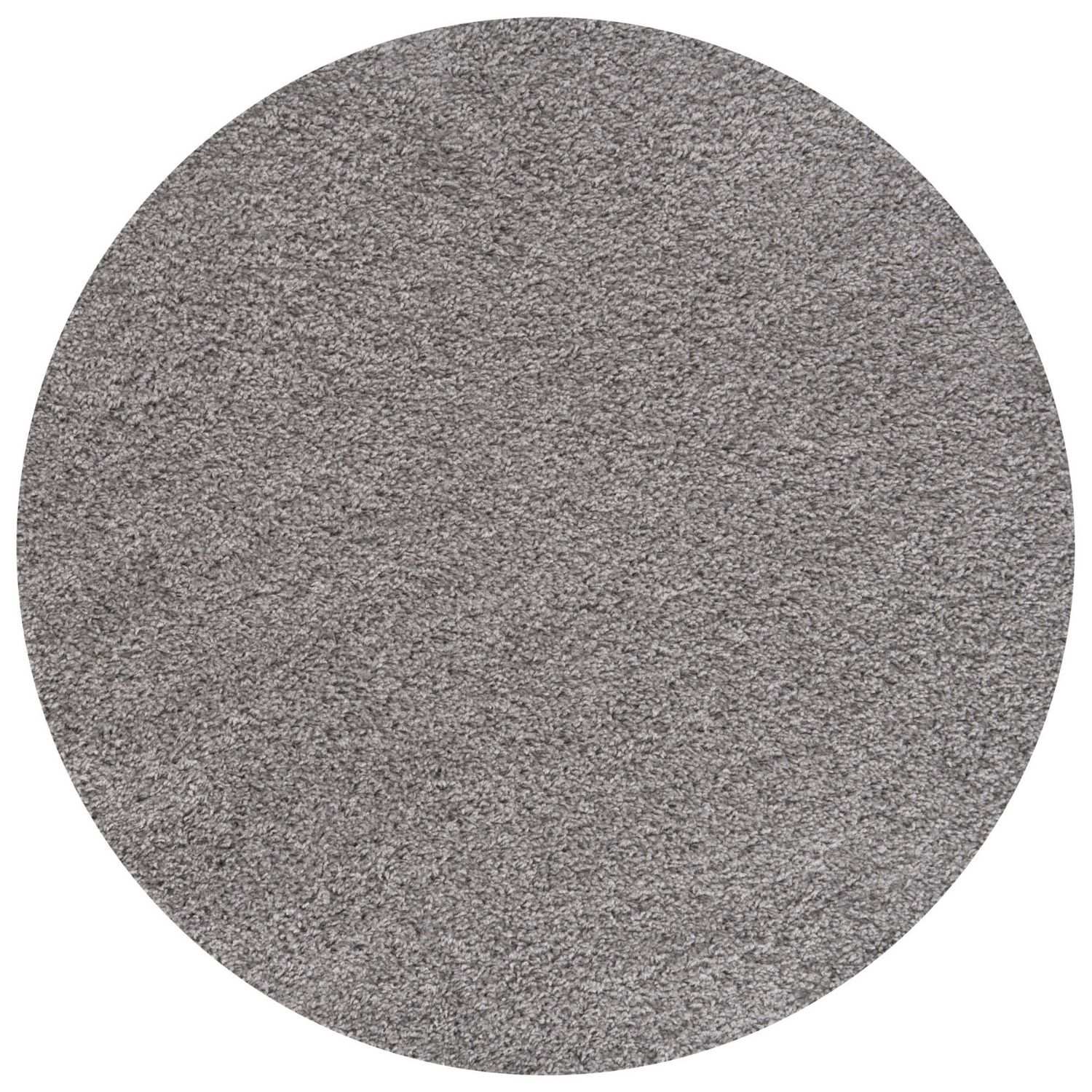 A circular myshaggy solid grey rug with plush short-pile texture perfect for cozy living spaces