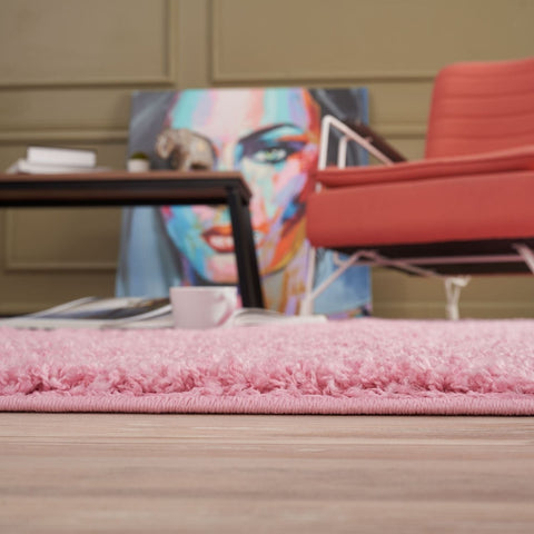 Myshaggy solid pink shaggy area rug with soft plush texture perfect for cozy solid pink rug vibes