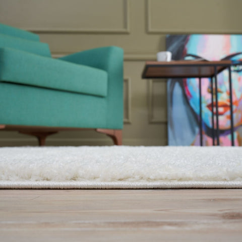 Soft plush white area rug from myshaggy solid white collection perfect for cozy living spaces