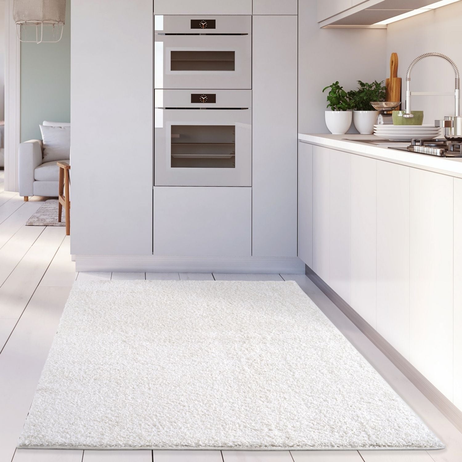 Myshaggy solid white shaggy rug with a plush textured surface perfect for cozy living spaces solid white rug