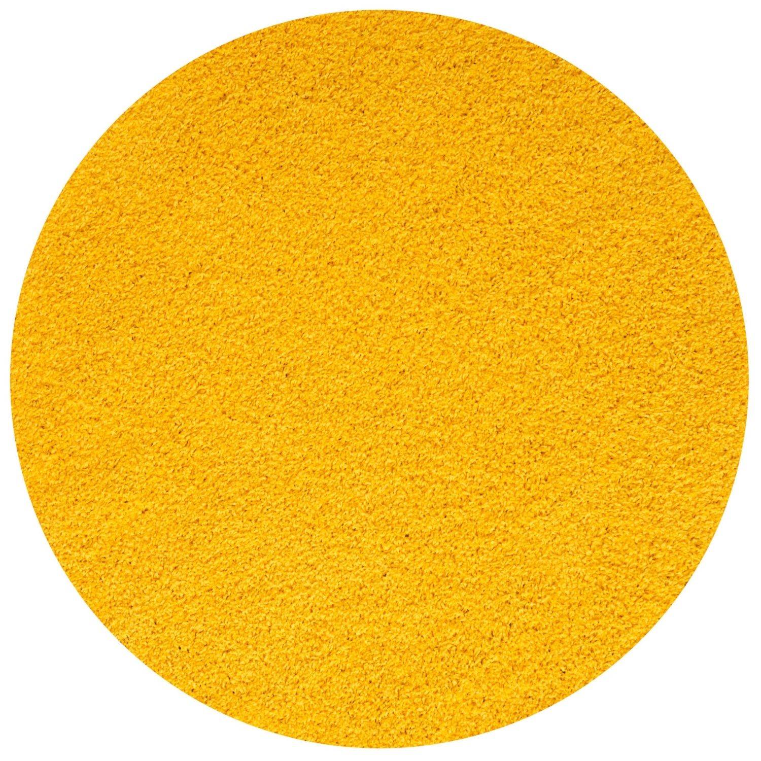 A vibrant myshaggy solid yellow circular rug with a plush textured surface perfect for cozy spaces