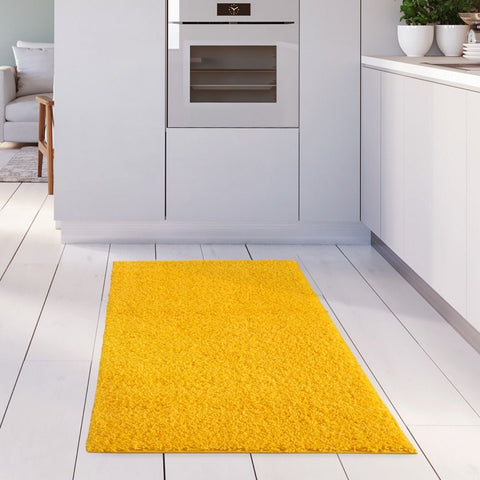 Myshaggy solid yellow rug with bright yellow plush shaggy texture perfect for cozy indoor spaces