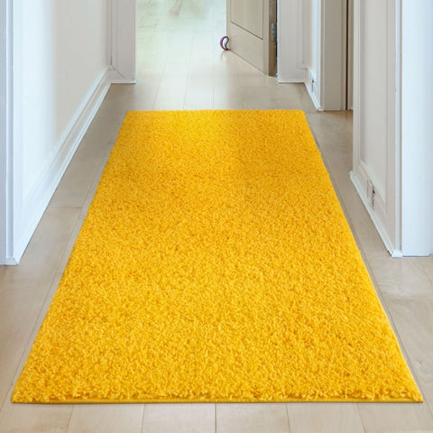 Myshaggy solid yellow plush shaggy rug with soft textured surface perfect for cozy living spaces solid yellow rug