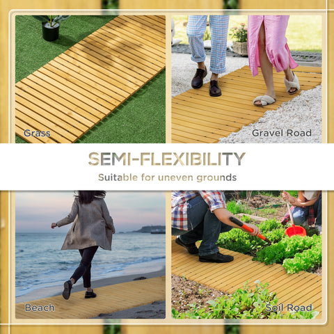 Outsunny Rollable Wooden Garden Pathway Weather-Resistant Walk Way for Wedding Party Pathways 185 x 60 cm