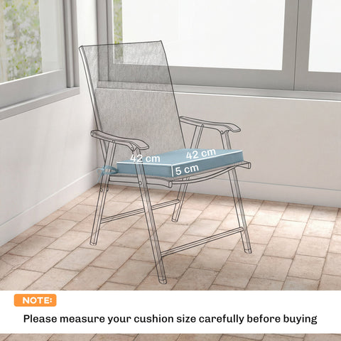 Outsunny Set of 6 Chair Cushion Seat Pads Dining Chair w/ Straps, Indoor Outdoor Removable Tie On Garden Patio, Light Grey