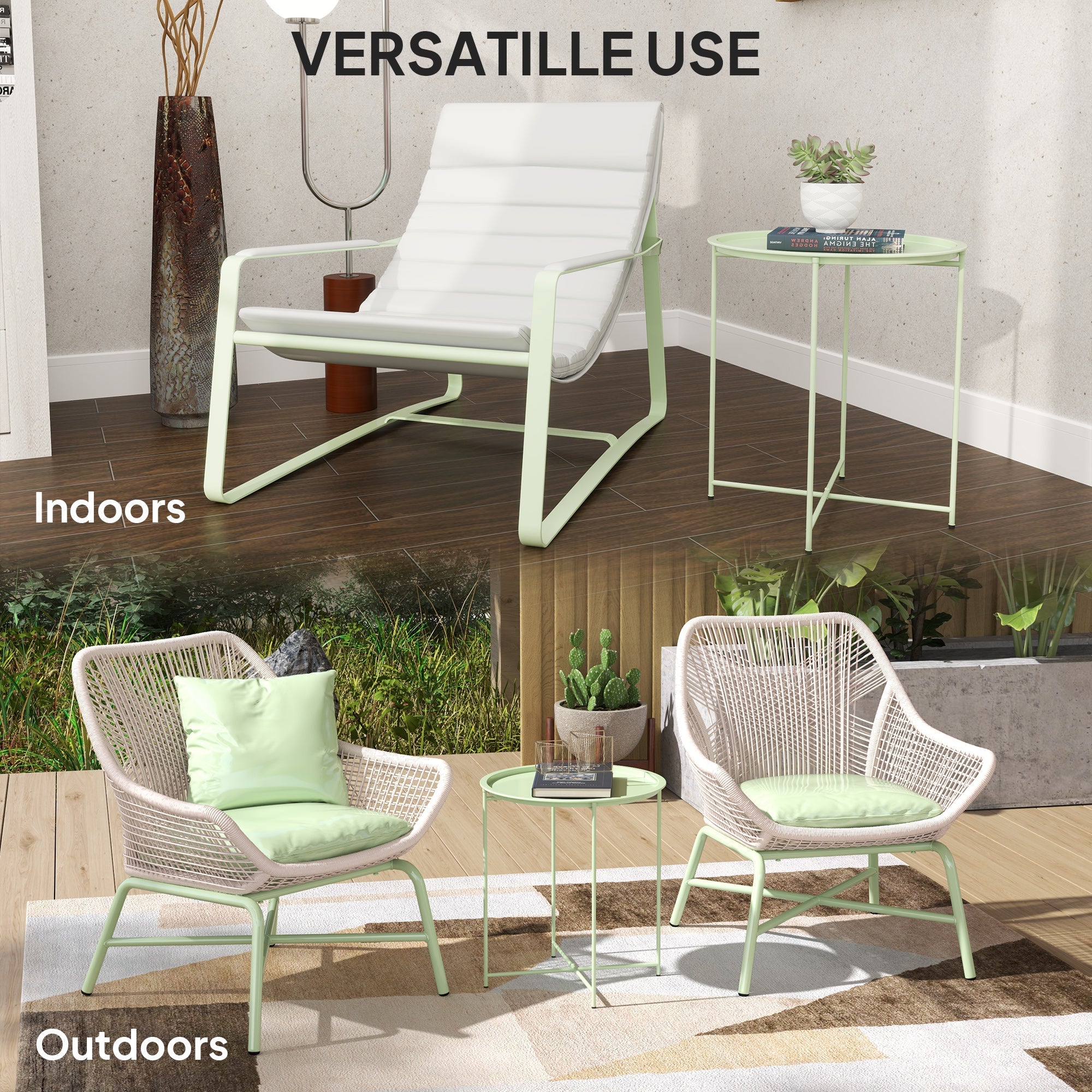 Outsunny Steel Removable Tray Top Garden Table - Green