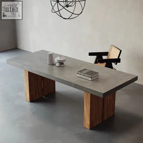 Modern concrete nakamura dining table with sturdy wooden legs perfect for stylish dining spaces