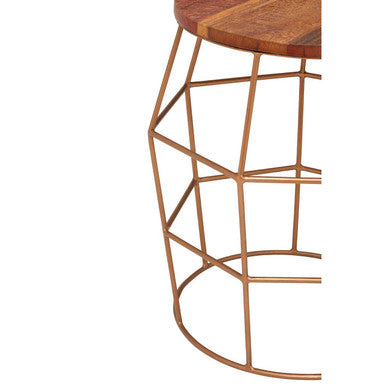 Nandri rounded side table with warm recycled wood top and gold iron base for stylish modern spaces