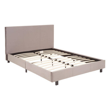 Beige upholstered napoli grey king bed with padded headboard and slatted base for a comfy grey king bed setup