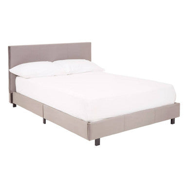 Napoli grey king bed with grey upholstered headboard and black legs for stylish and comfy king bed setup