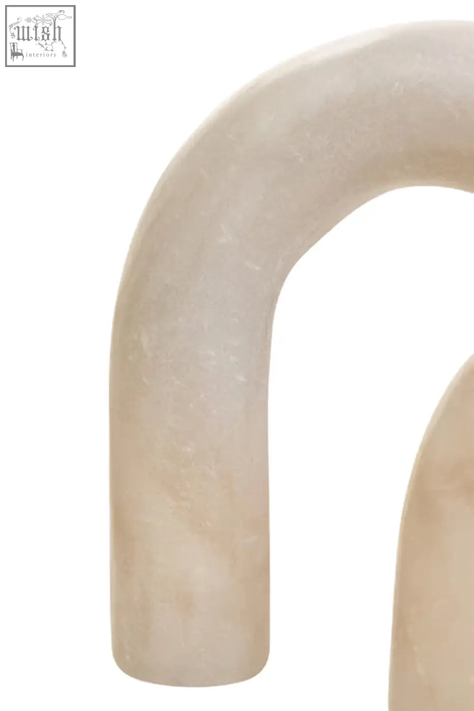 Cream-colored smooth marble arch sculpture with subtle veining made of white marble for decor use