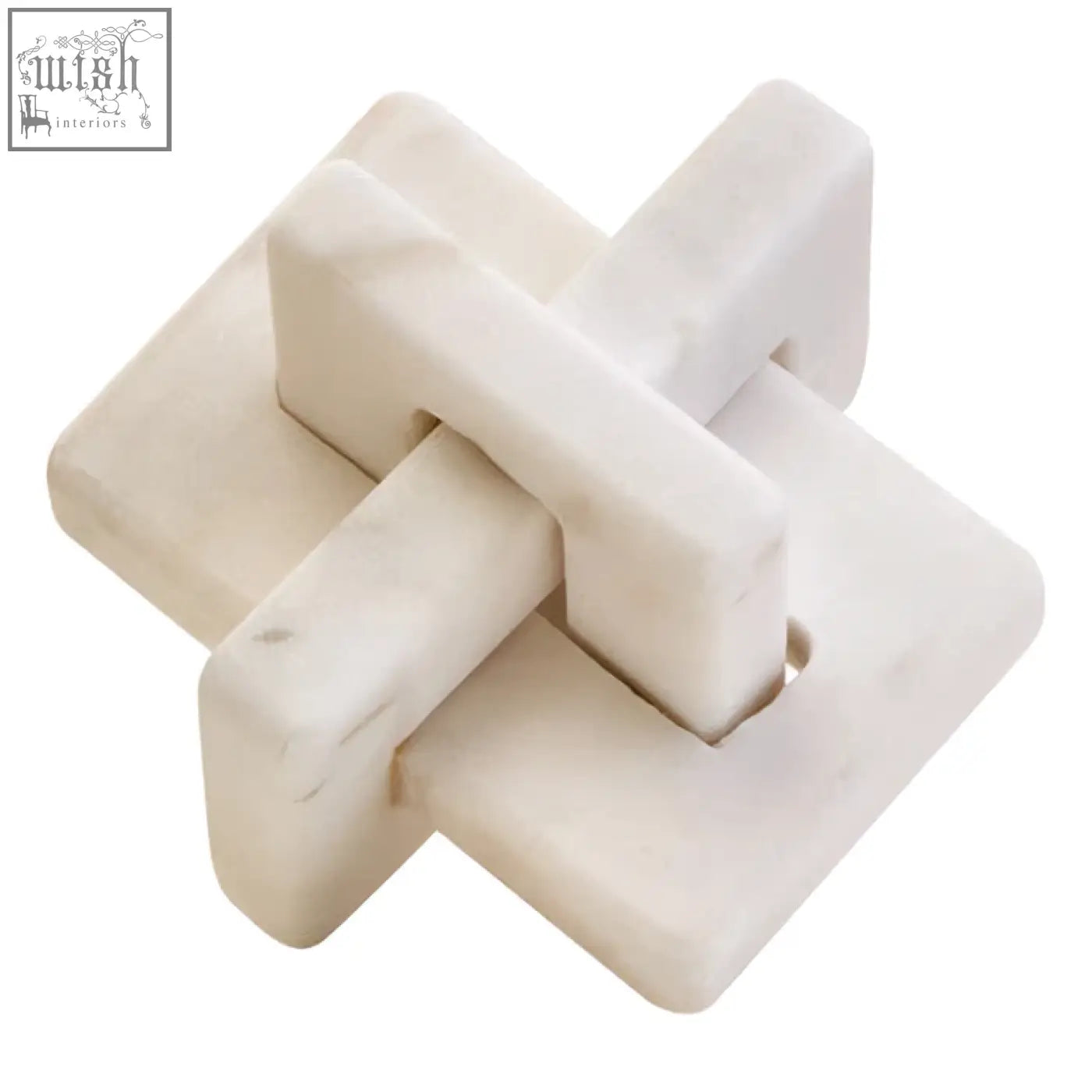 Nason white marble knot sculpture decorative object made of smooth white marble with an elegant marble knot design