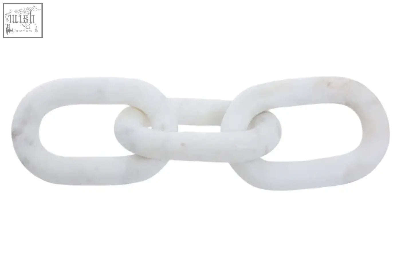 Nason white marble three link chain sculpture featuring a sleek white marble three link chain decor piece