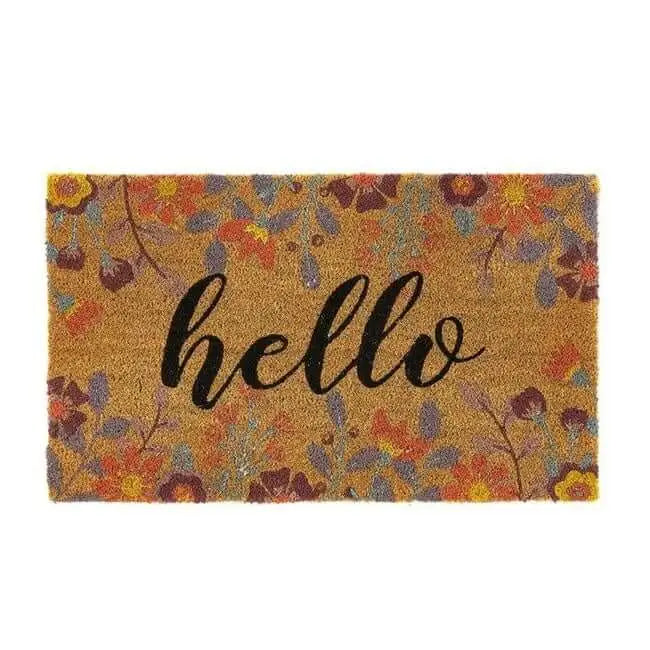 Natural Coir Doormats 45x75 cm - FLoral Hello - Doormat