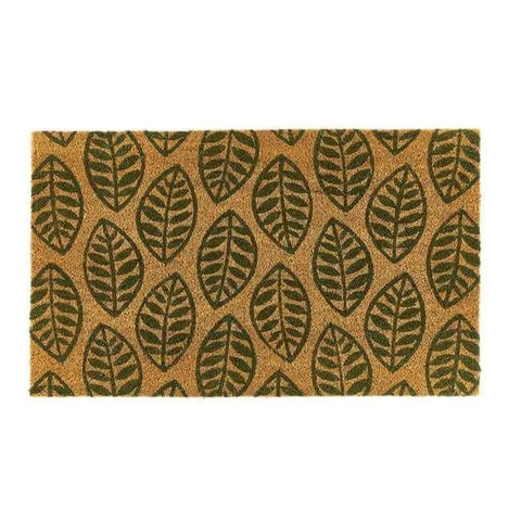 Natural Coir Doormats 45x75 cm - Green Leaves - Doormat